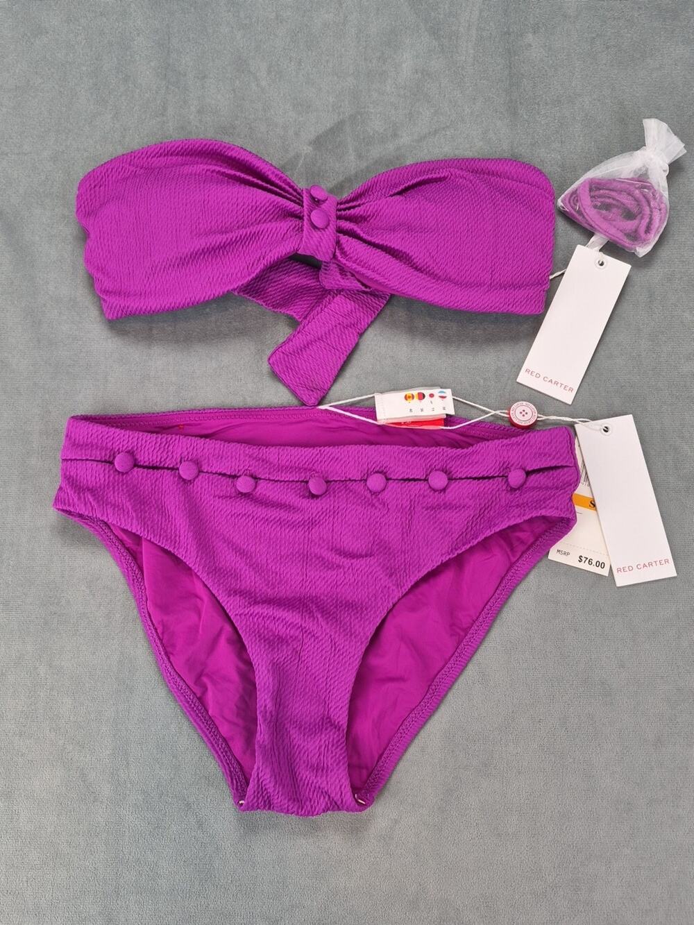 Red Carter Purple 2 Piece Hipster & Bandeau Top w/ Halter Straps Swimsuit Small